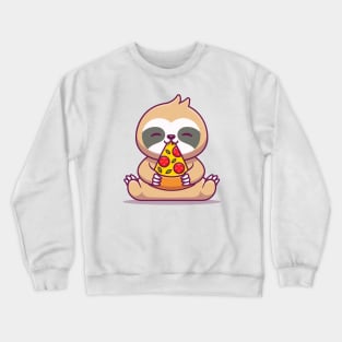 Cute Sloth Eating Pizza Crewneck Sweatshirt